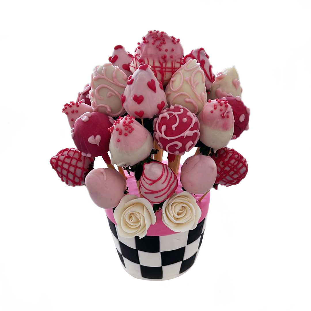 Strawberry & cake pop vase